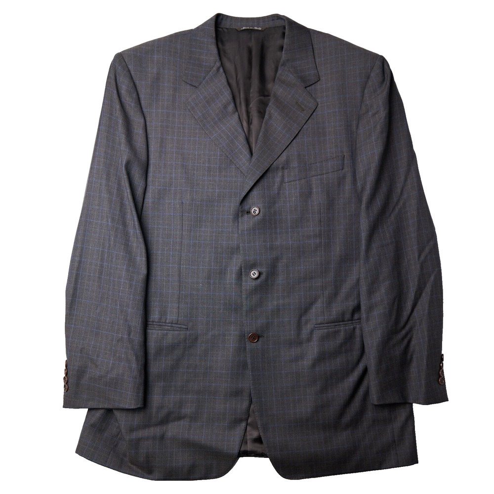 Canali Blazer Mens US 44L IT 54L Plaid Wool Prep Business Designer Professor